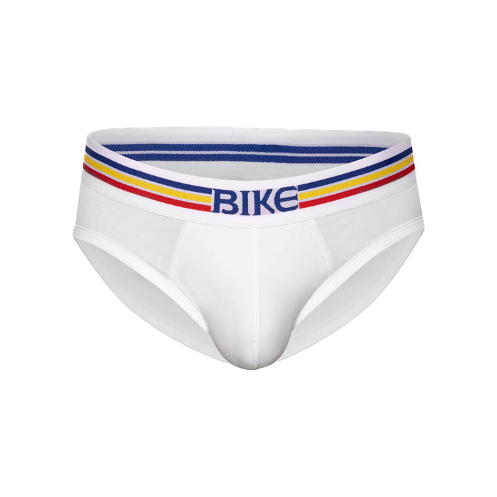 BIKE Athletic Stretch Cotton Brief - Classic White Performance Brief with Contoured Pouch