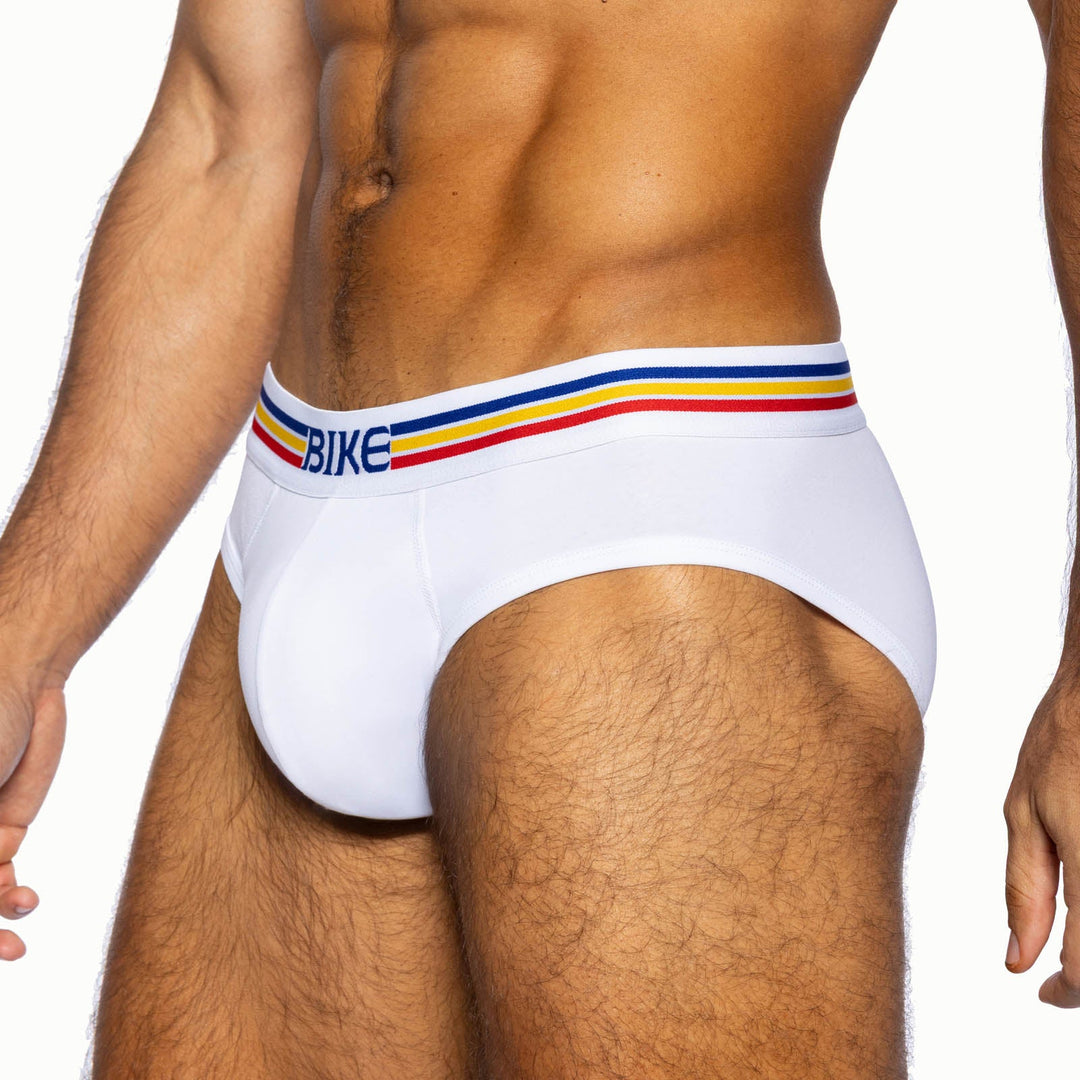 BIKE Athletic Stretch Cotton Brief - Classic White Performance Brief with Contoured Pouch