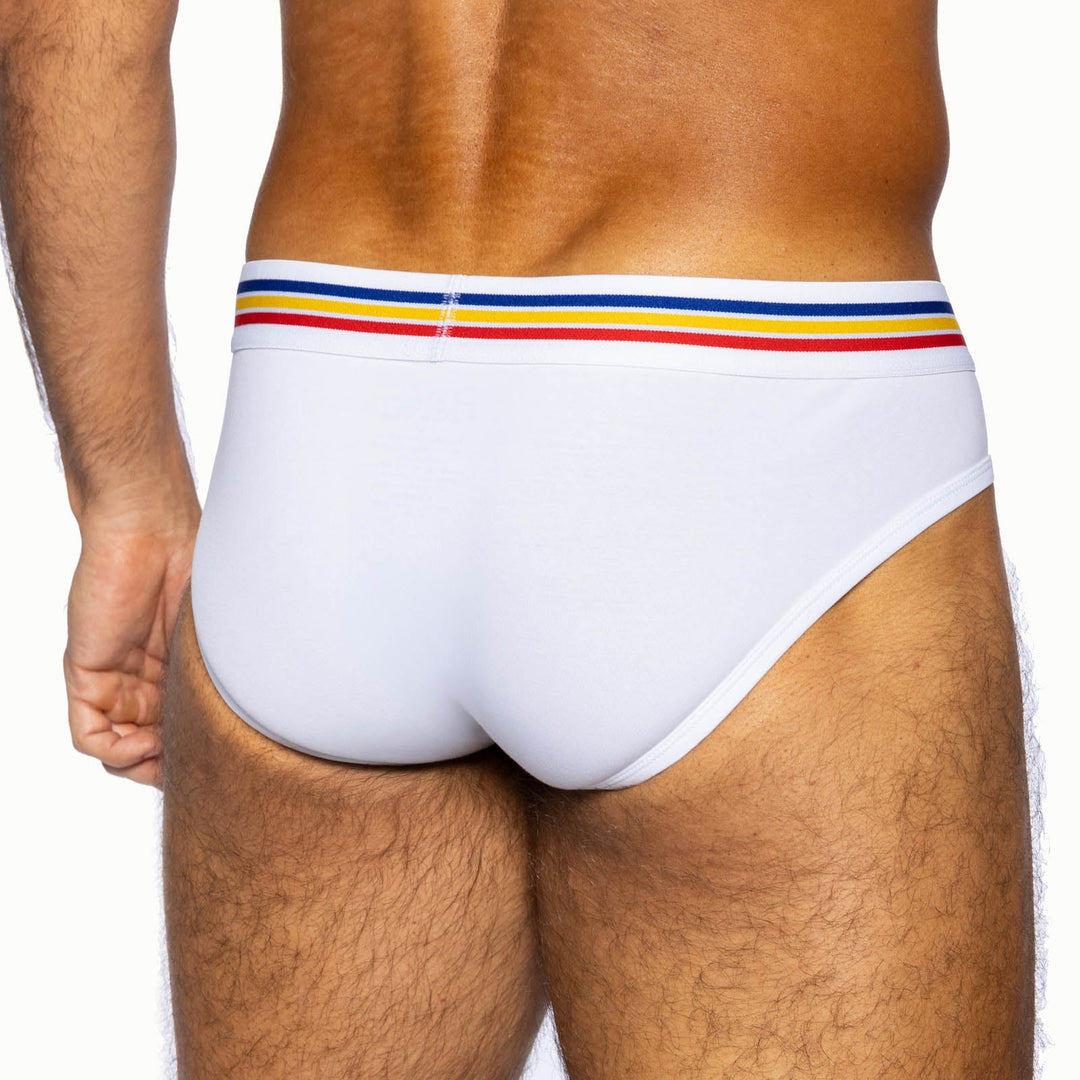 BIKE Athletic Stretch Cotton Brief - Classic White Performance Brief with Contoured Pouch