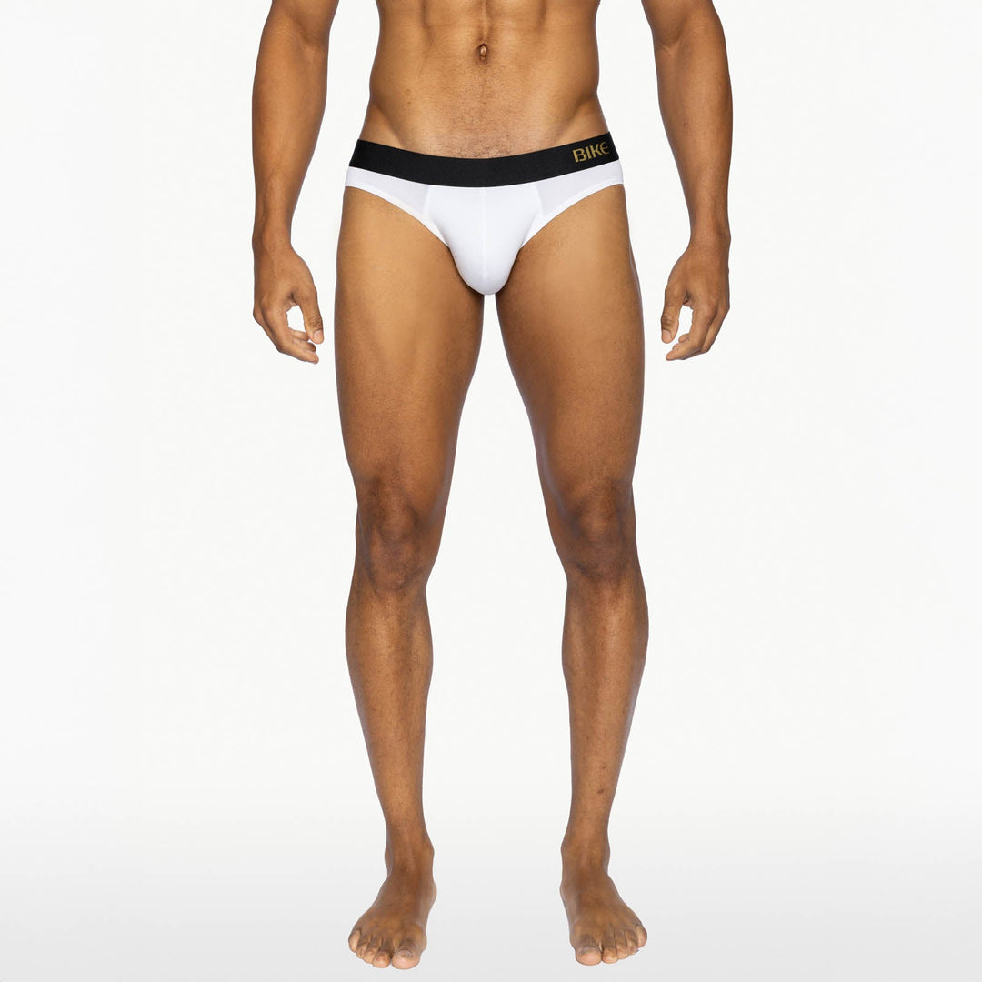 BIKE Athletic Active Brief – Men’s White Modal Jersey Support Brief with Contoured Pouch
