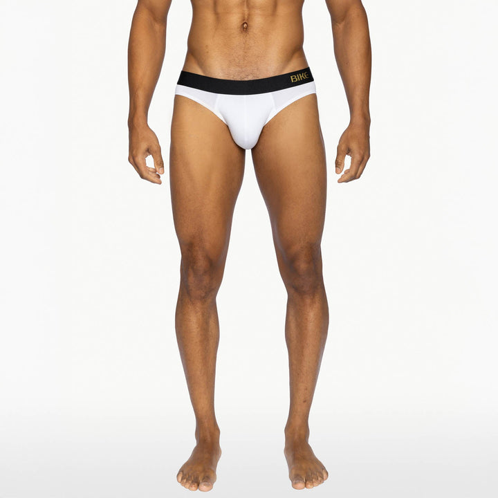 BIKE Athletic Active Brief – Men’s White Modal Jersey Support Brief with Contoured Pouch
