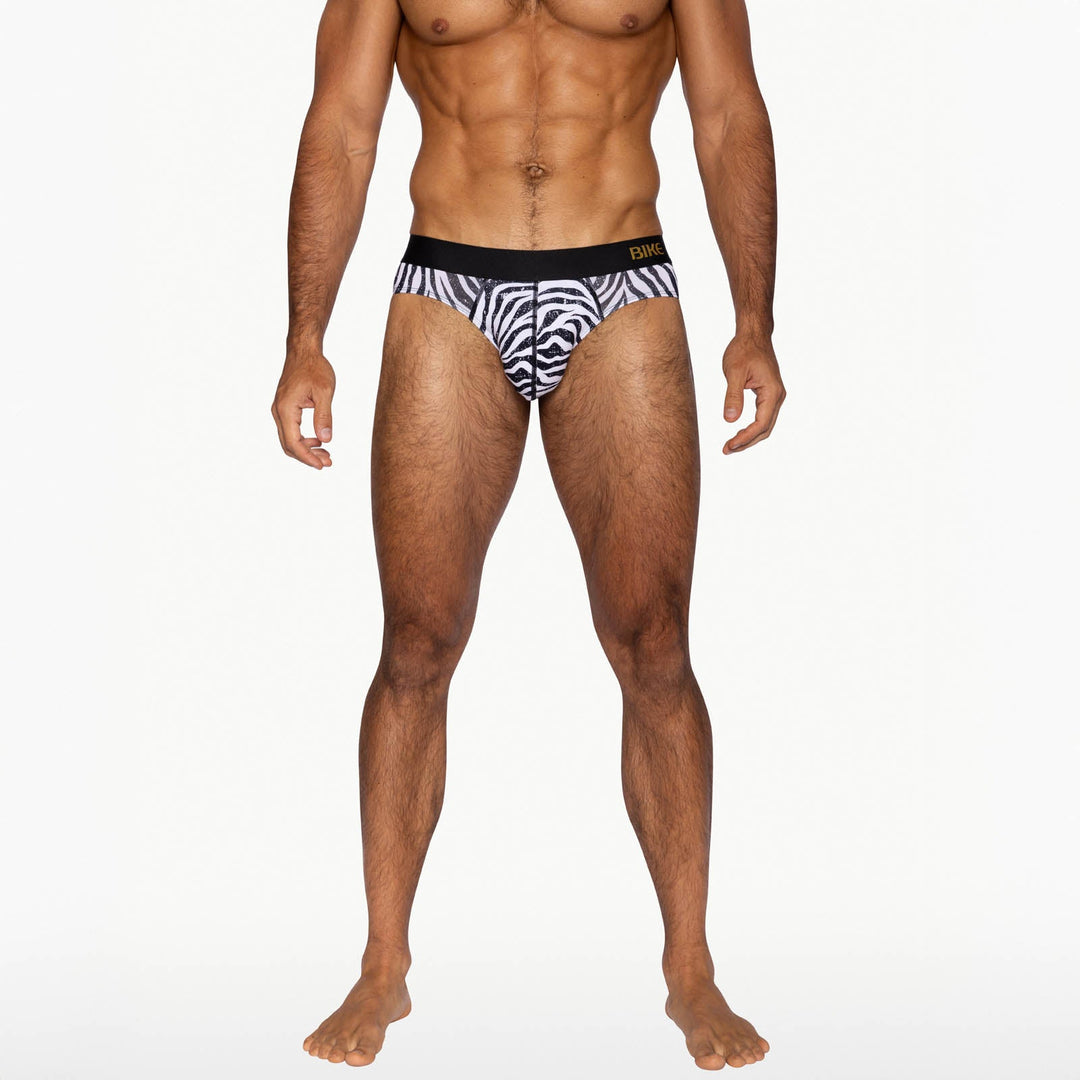 BIKE Athletic Active Brief – Men’s Ultra-Soft Modal Jersey Performance Underwear (Zebra)