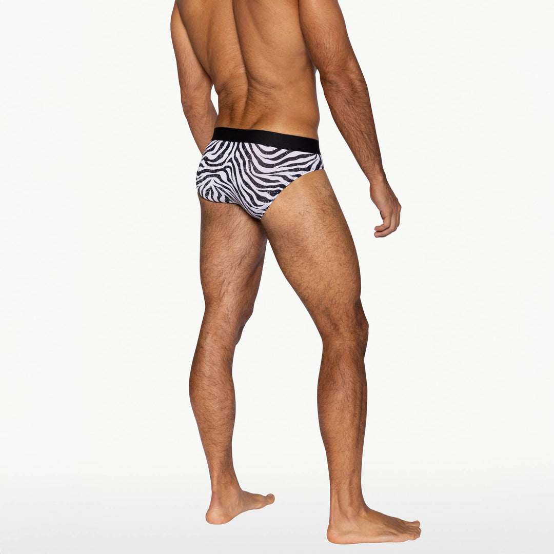 BIKE Athletic Active Brief – Men’s Ultra-Soft Modal Jersey Performance Underwear (Zebra)