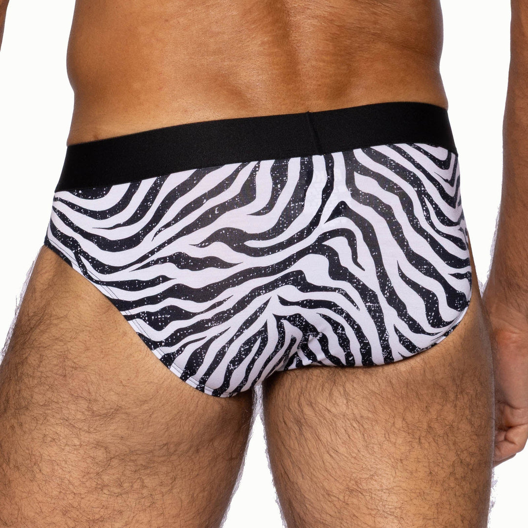 BIKE Athletic Active Brief – Men’s Ultra-Soft Modal Jersey Performance Underwear (Zebra)