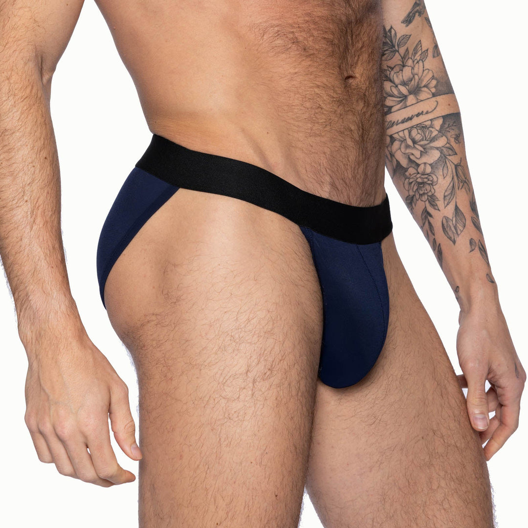 BIKE Athletic Active Jock Brief – Men’s Navy Modal Jersey Underwear with Enhanced Contoured Pouch