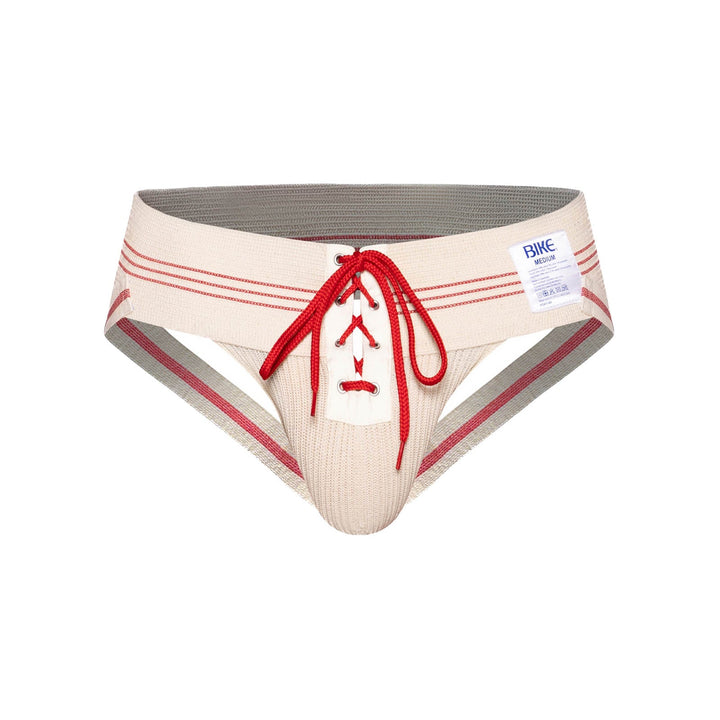 Bike Athletic Vintage Lace-up Jockstrap - Classic Cream & Varsity Red