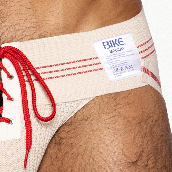 Bike Athletic Vintage Lace-up Jockstrap - Classic Cream & Varsity Red