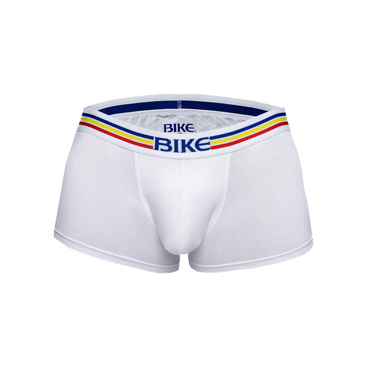 BIKE Athletic Stretch Cotton Trunk Underwear - Men’s 3" Inseam Mid-Rise Performance Trunks in White