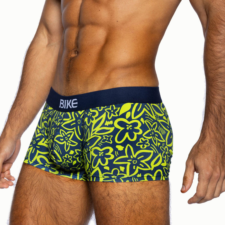 BIKE Athletic Stretch Cotton Trunk - Flower Party Print Men's Underwear