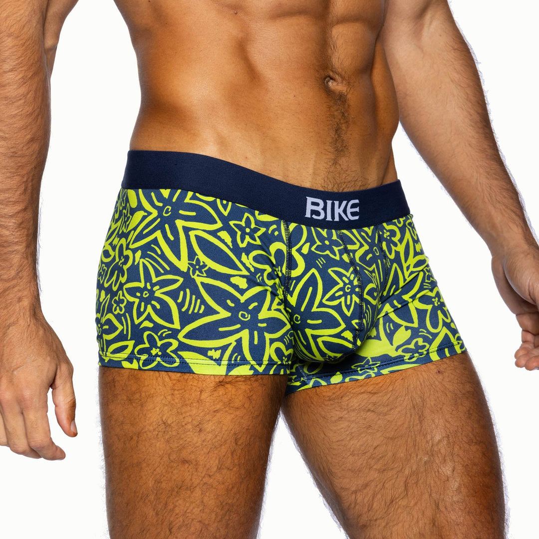 BIKE Athletic Stretch Cotton Trunk - Flower Party Print Men's Underwear