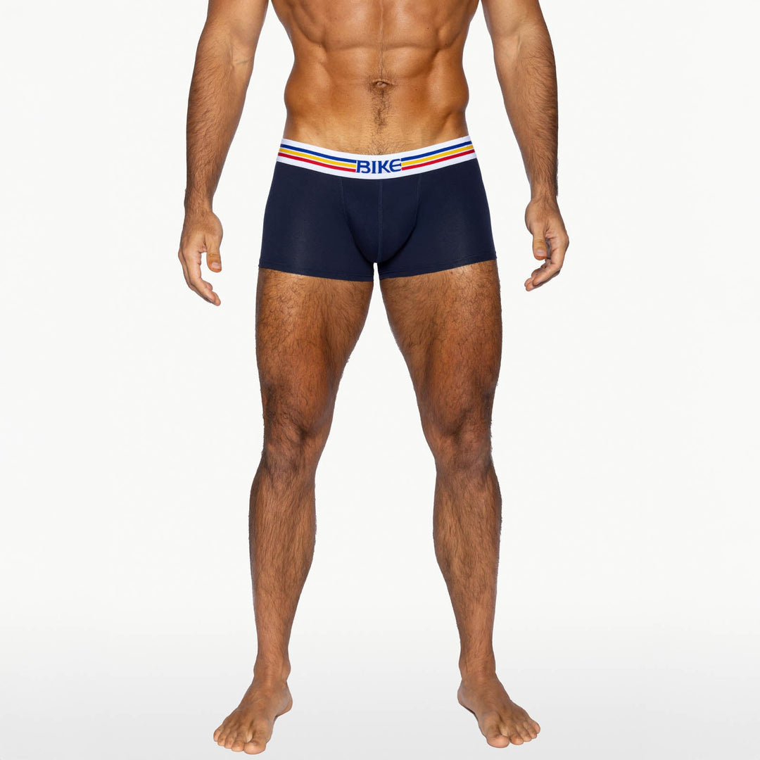 BIKE Athletic Stretch Cotton Trunk Underwear – Men’s Navy Blue 3" Inseam Mid-Rise Trunks