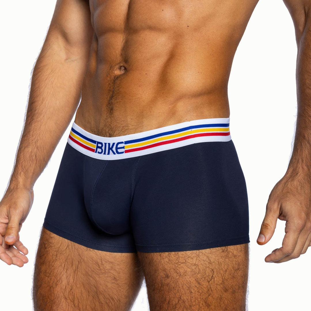 BIKE Athletic Stretch Cotton Trunk Underwear – Men’s Navy Blue 3" Inseam Mid-Rise Trunks