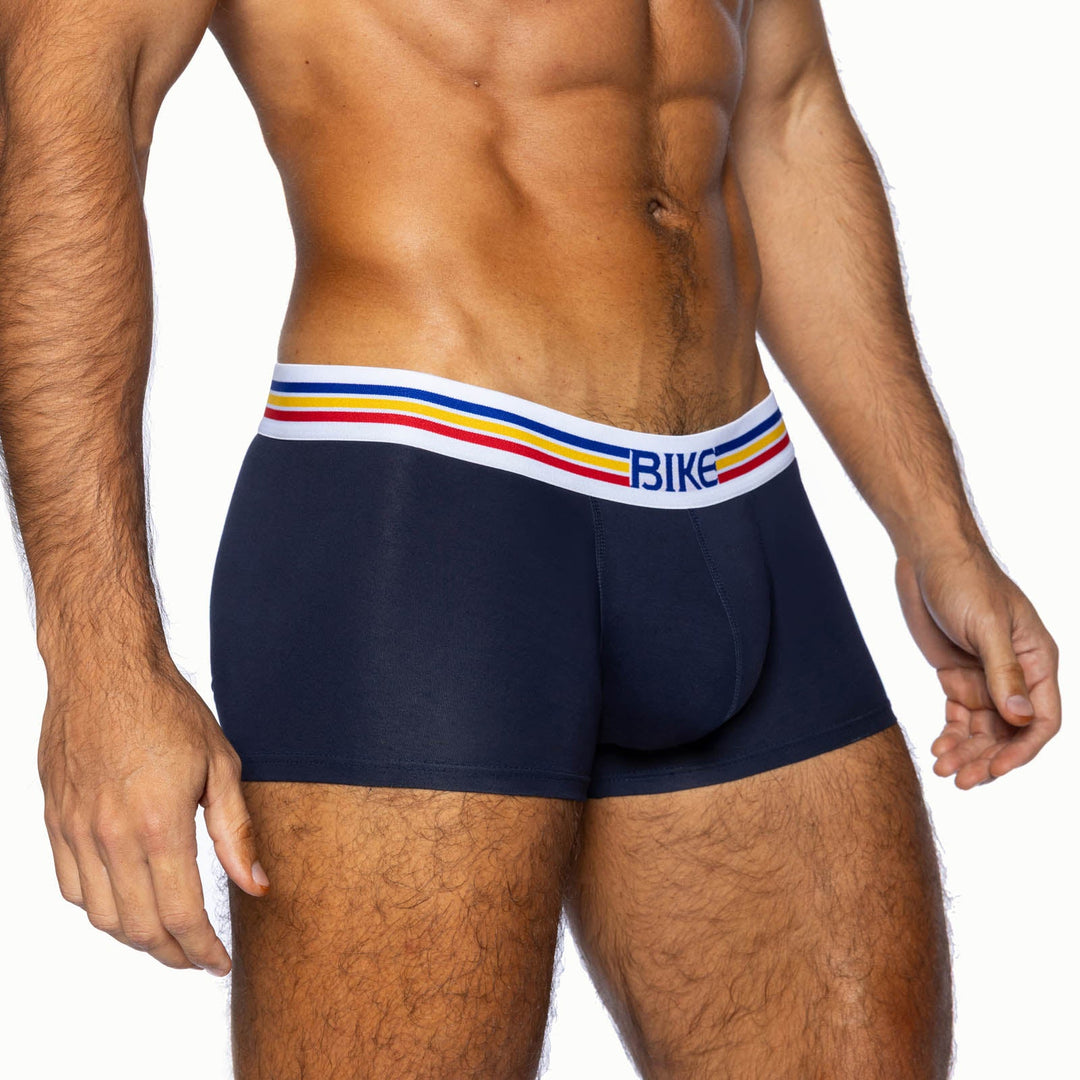 BIKE Athletic Stretch Cotton Trunk Underwear – Men’s Navy Blue 3" Inseam Mid-Rise Trunks
