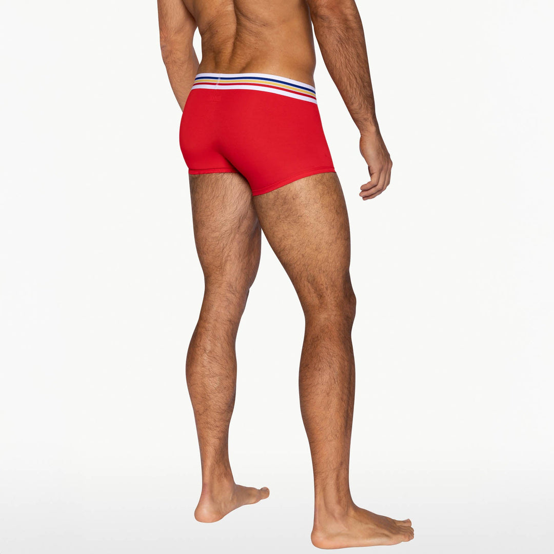 BIKE Athletic Stretch Cotton Trunk – Men’s 3” Inseam Mid-Rise Performance Underwear in Samba Red