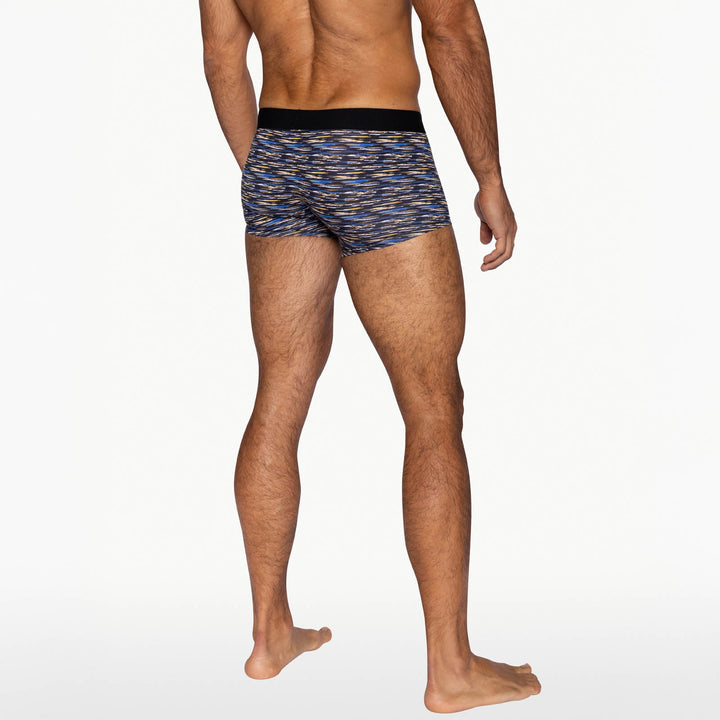 BIKE Athletic Stretch Cotton Trunk – Men’s 3” Inseam Mid-Rise Underwear in Indigo Brush Strokes