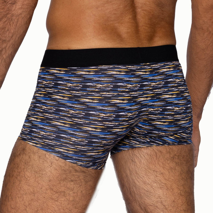 BIKE Athletic Stretch Cotton Trunk – Men’s 3” Inseam Mid-Rise Underwear in Indigo Brush Strokes