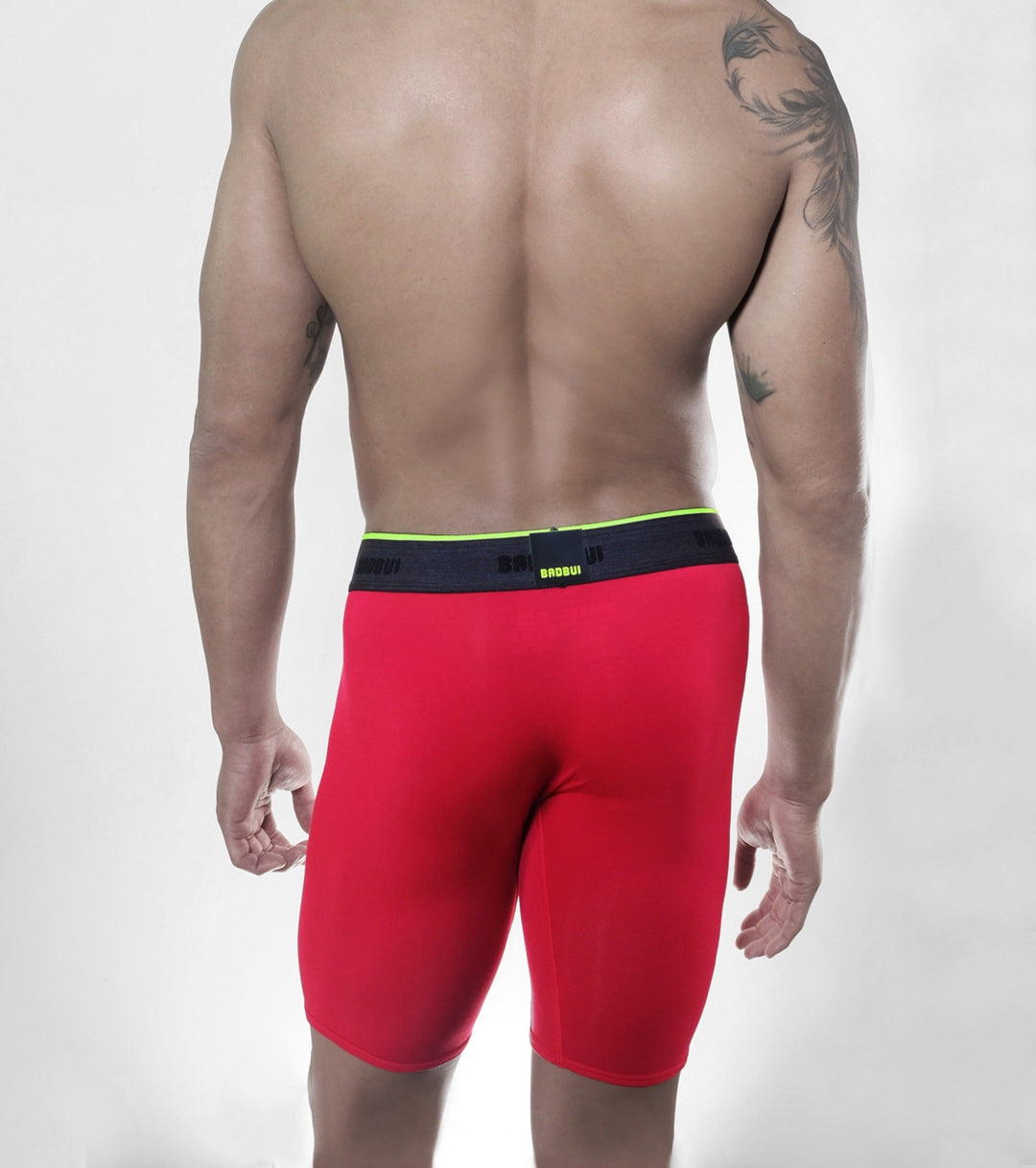 BADBUI Micro Modal Boxer Brief in fire red – men's micro modal 8 inch boxer brief