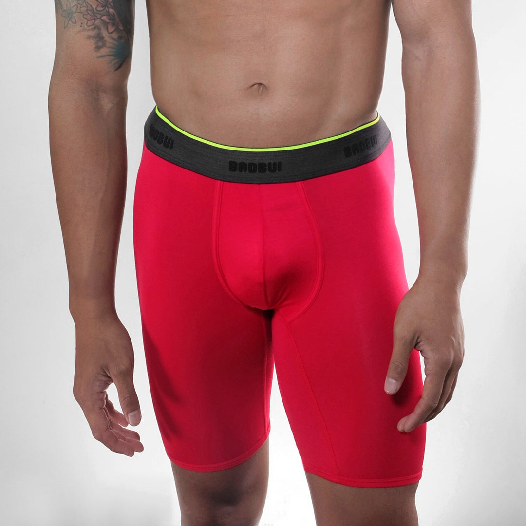 BADBUI Micro Modal Boxer Brief in fire red – men's micro modal 8 inch boxer brief