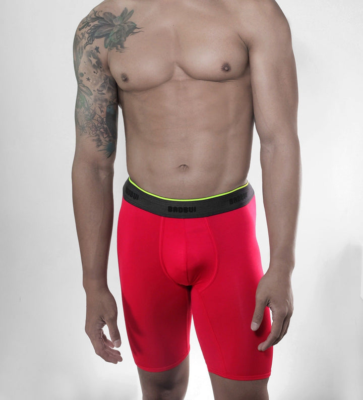 BADBUI Micro Modal Boxer Brief in fire red – men's micro modal 8 inch boxer brief