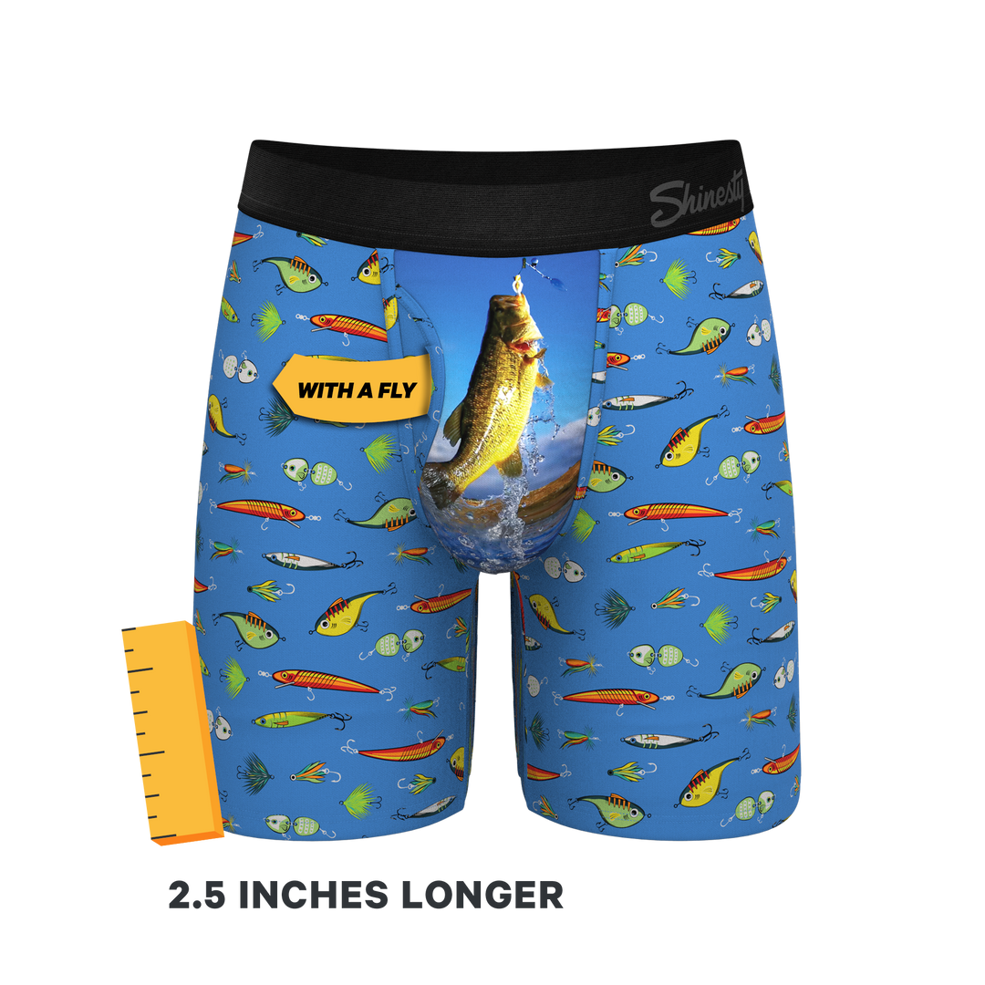 The Bait and Tackle Bass Long Leg Ball Hammock® Pouch Underwear w/ Fly | Fishing Print