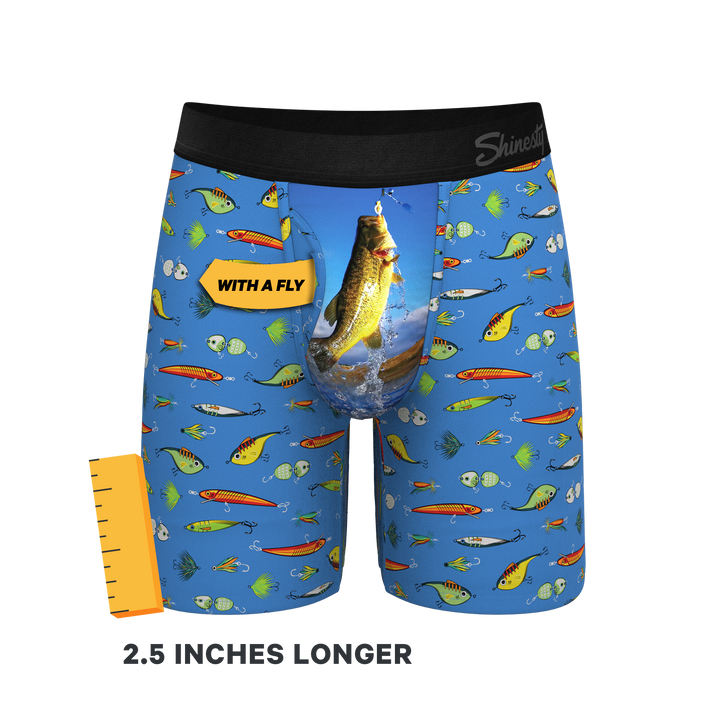 The Bait and Tackle Bass Long Leg Ball Hammock® Pouch Underwear w/ Fly | Fishing Print