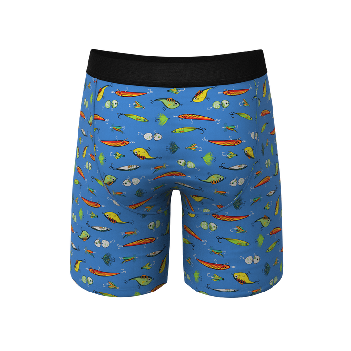 The Bait and Tackle Bass Long Leg Ball Hammock® Pouch Underwear w/ Fly | Fishing Print