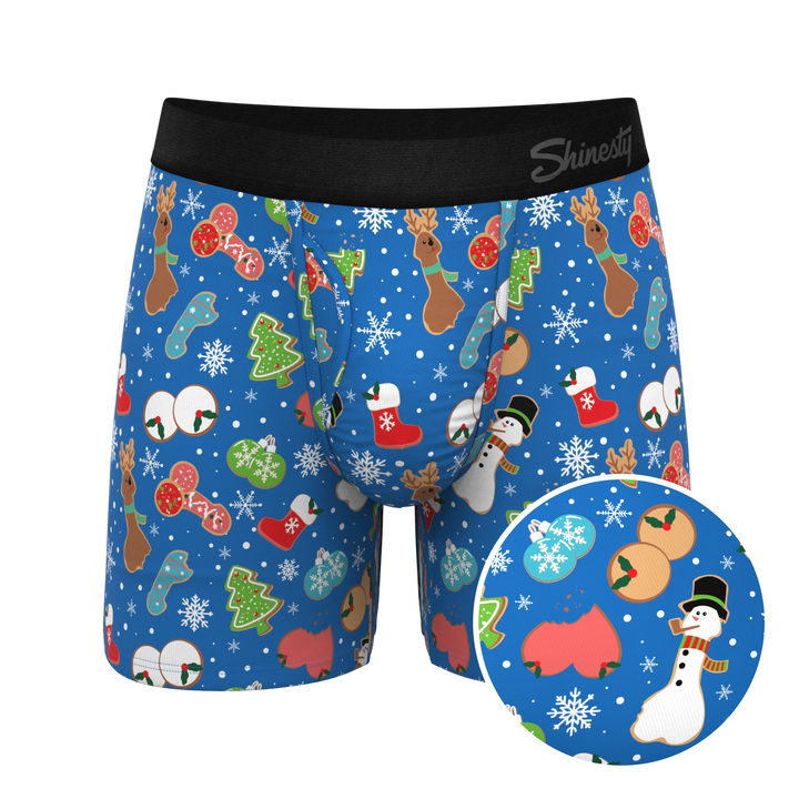 Shinesty "The Baked Goodies" Christmas Cookies Ball Hammock® Pouch Boxer Briefs with Fly