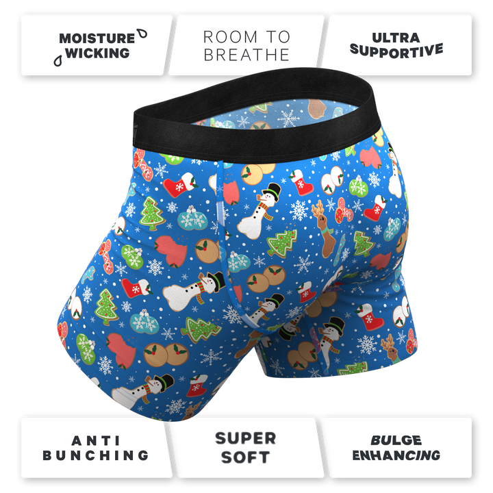 Shinesty "The Baked Goodies" Christmas Cookies Ball Hammock® Pouch Boxer Briefs with Fly