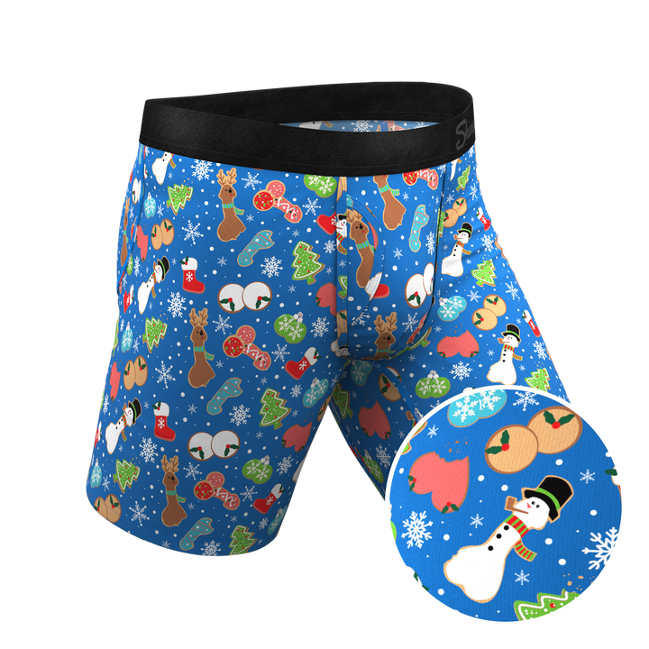 Shinesty "The Baked Goodies" Christmas Cookies Ball Hammock® Pouch Long Leg Boxer Briefs (With Fly)