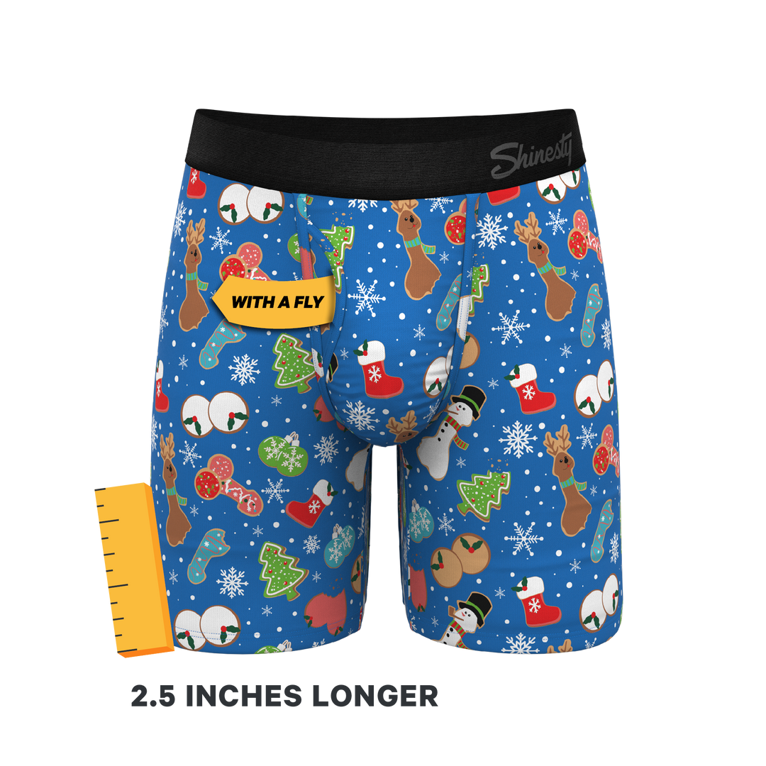 Shinesty "The Baked Goodies" Christmas Cookies Ball Hammock® Pouch Long Leg Boxer Briefs (With Fly)