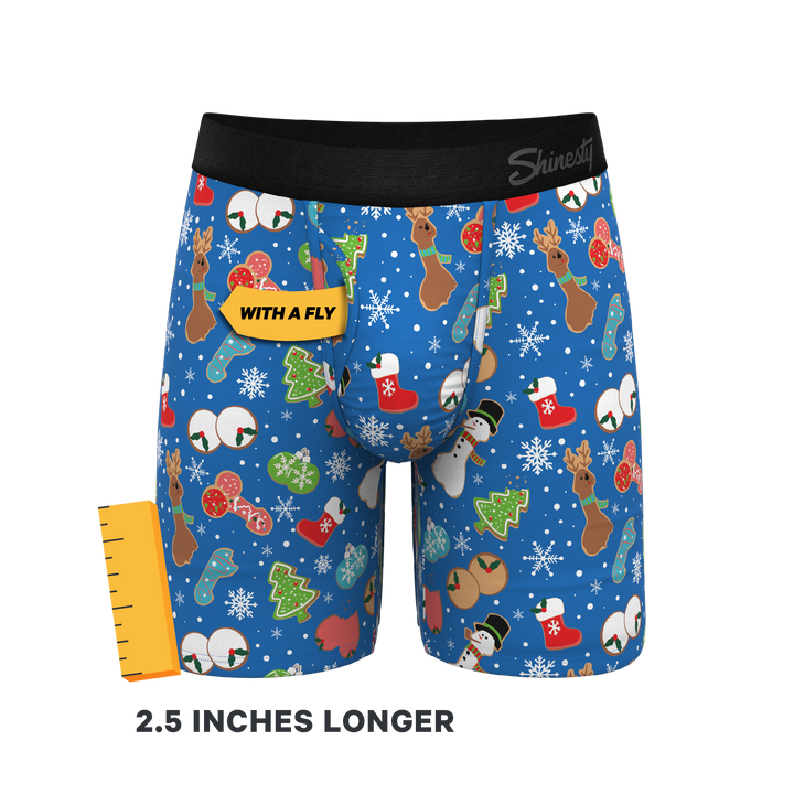Shinesty "The Baked Goodies" Christmas Cookies Ball Hammock® Pouch Long Leg Boxer Briefs (With Fly)