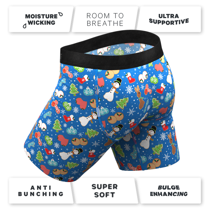 Shinesty "The Baked Goodies" Christmas Cookies Ball Hammock® Pouch Long Leg Boxer Briefs (With Fly)