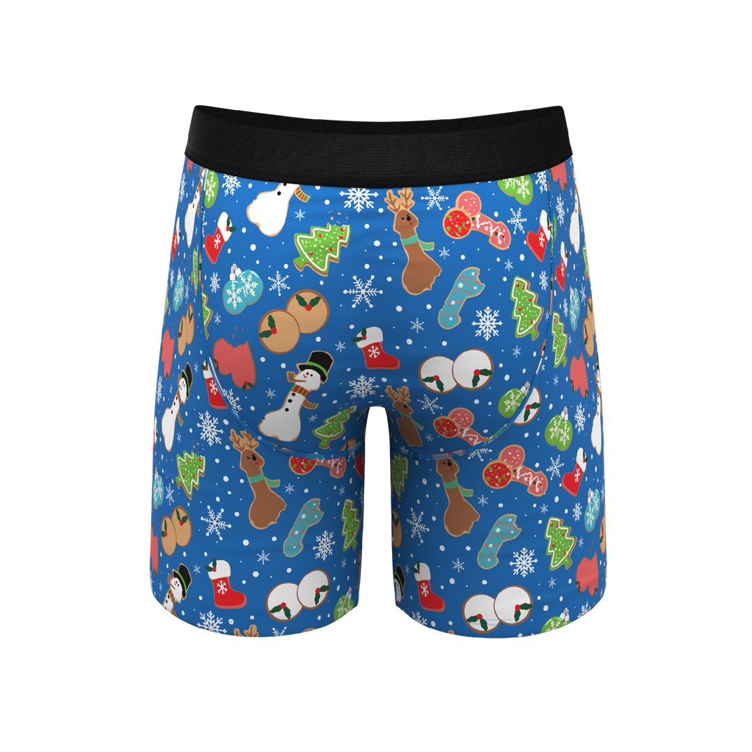 Shinesty "The Baked Goodies" Christmas Cookies Ball Hammock® Pouch Long Leg Boxer Briefs (With Fly)