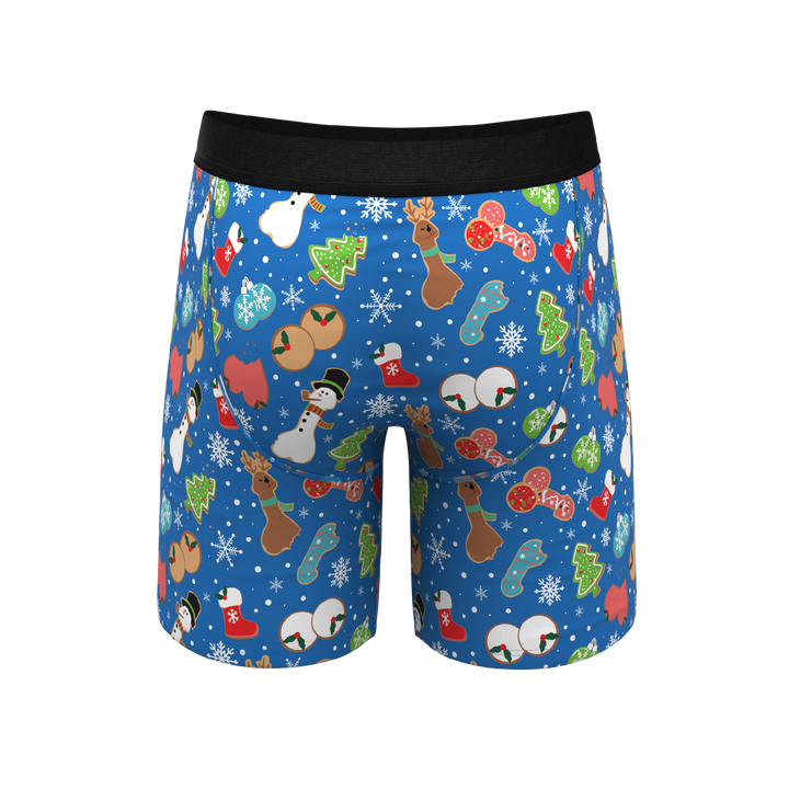 Shinesty "The Baked Goodies" Christmas Cookies Ball Hammock® Pouch Long Leg Boxer Briefs (With Fly)