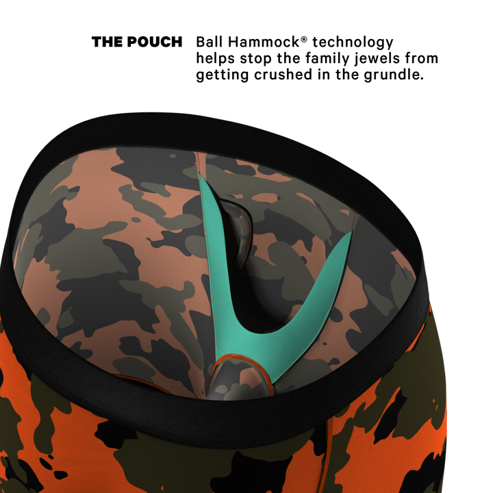 Bambi Bunchers Orange Camo Deer Long Leg Ball Hammock® Underwear With Fly