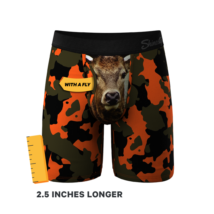 Bambi Bunchers Orange Camo Deer Long Leg Ball Hammock® Underwear With Fly