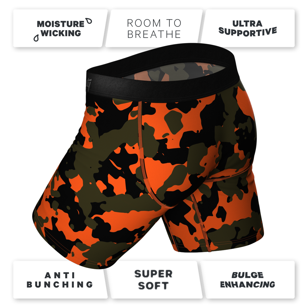 Bambi Bunchers Orange Camo Deer Long Leg Ball Hammock® Underwear With Fly