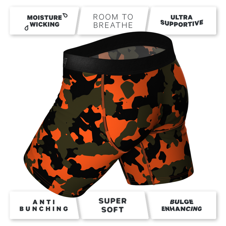 Bambi Bunchers Orange Camo Deer Long Leg Ball Hammock® Underwear With Fly