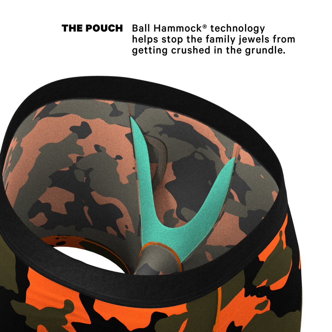 Shinesty "The Bambi Bunchers" Orange Camo Deer Ball Hammock® Pouch Underwear With Fly