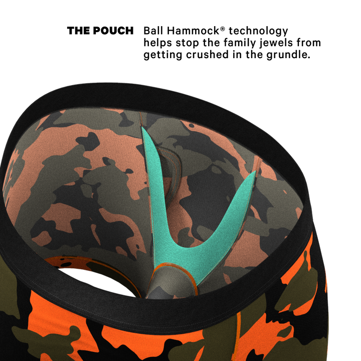 Shinesty "The Bambi Bunchers" Orange Camo Deer Ball Hammock® Pouch Underwear With Fly