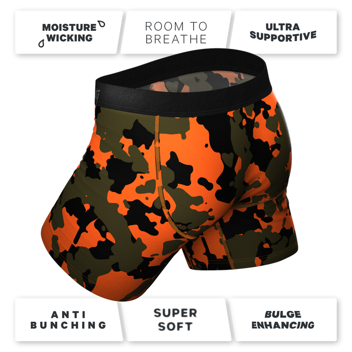 Shinesty "The Bambi Bunchers" Orange Camo Deer Ball Hammock® Pouch Underwear With Fly