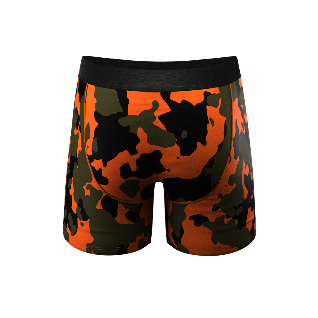 Shinesty "The Bambi Bunchers" Orange Camo Deer Ball Hammock® Pouch Underwear With Fly