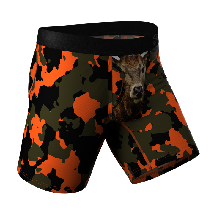 Bambi Bunchers Orange Camo Deer Long Leg Ball Hammock® Underwear With Fly