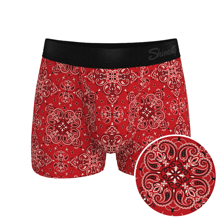 Shinesty "The Bandana Split" Red Bandana Print Ball Hammock® Pouch Trunks Underwear