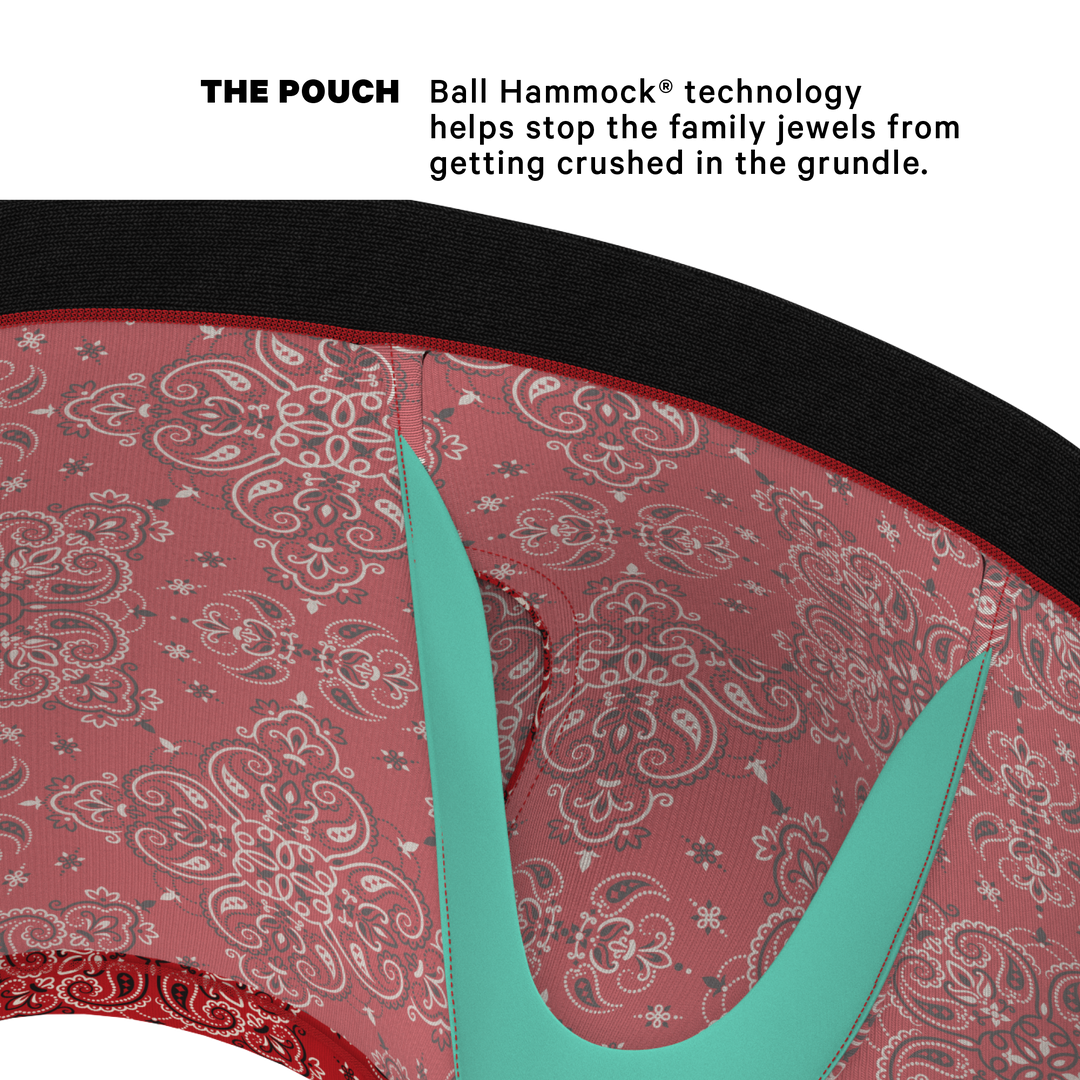 Shinesty "The Bandana Split" Red Bandana Print Ball Hammock® Pouch Trunks Underwear