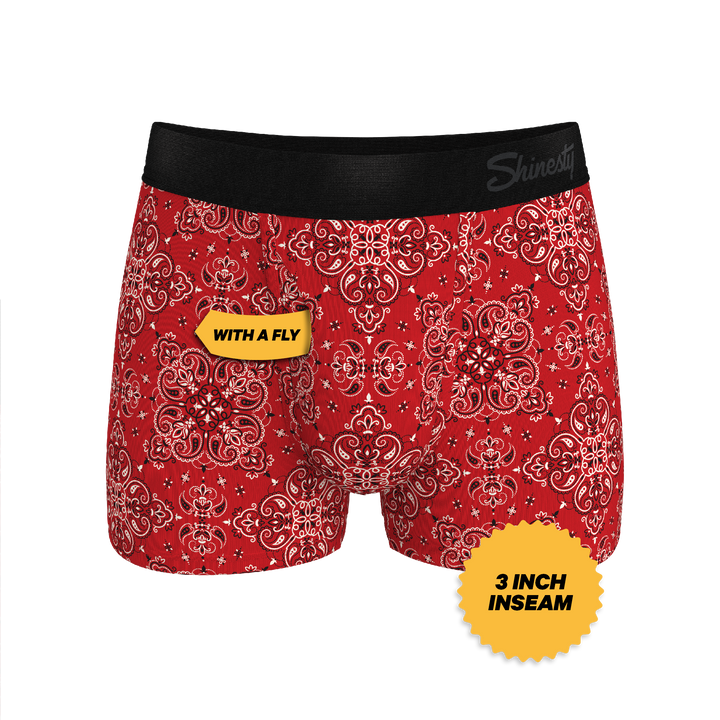 Shinesty "The Bandana Split" Red Bandana Print Ball Hammock® Pouch Trunks Underwear