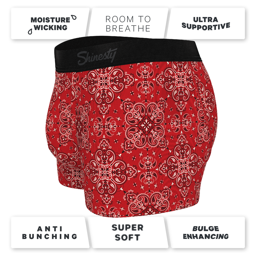 Shinesty "The Bandana Split" Red Bandana Print Ball Hammock® Pouch Trunks Underwear