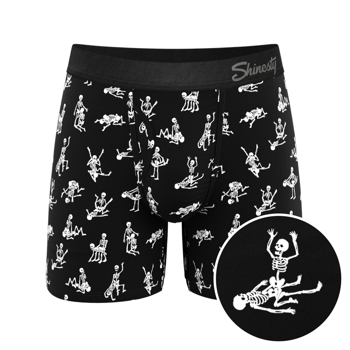 Bare Back Bones Glow in the Dark Skeletons Ball Hammock® Underwear with Fly