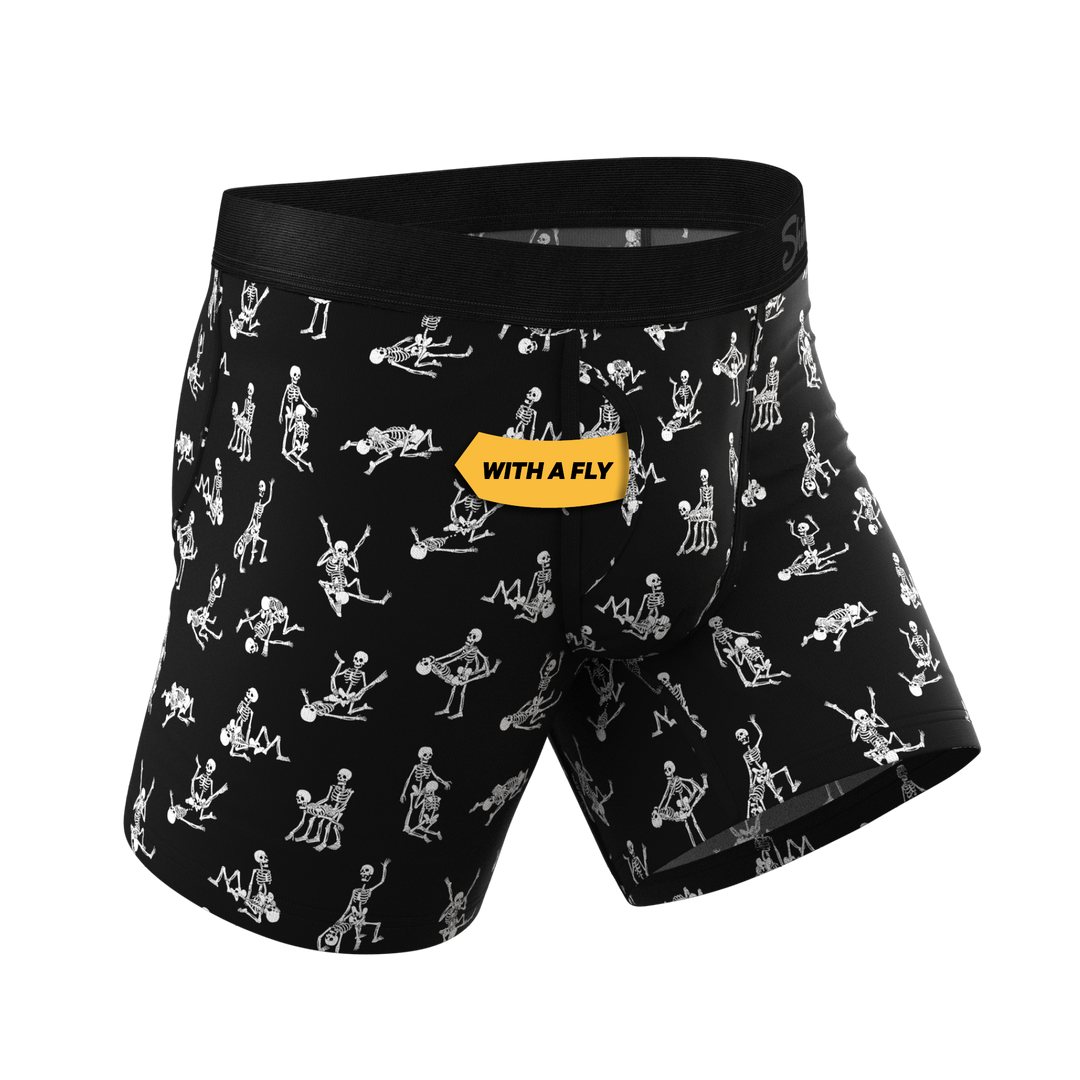 Bare Back Bones Glow in the Dark Skeletons Ball Hammock® Underwear with Fly