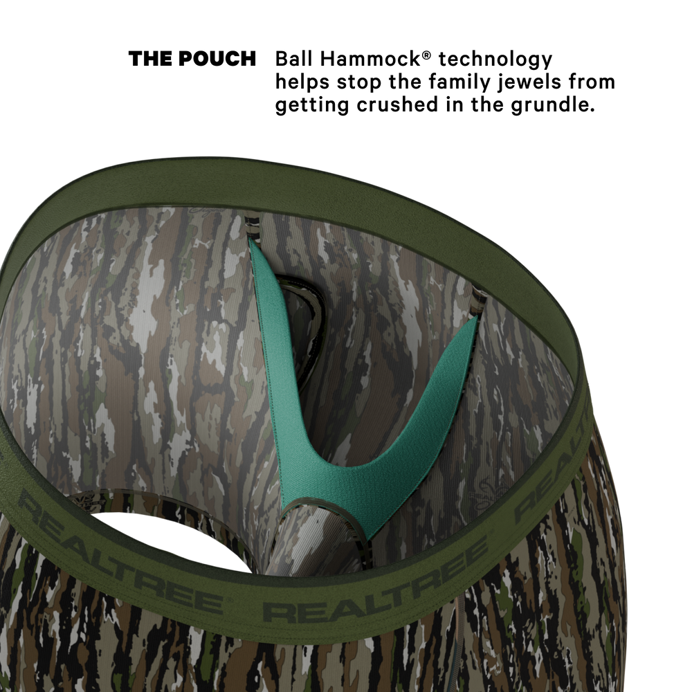 Shinesty x Realtree The Barking Up bark camouflage Ball Hammock underwear with fly – men's camo boxer brief